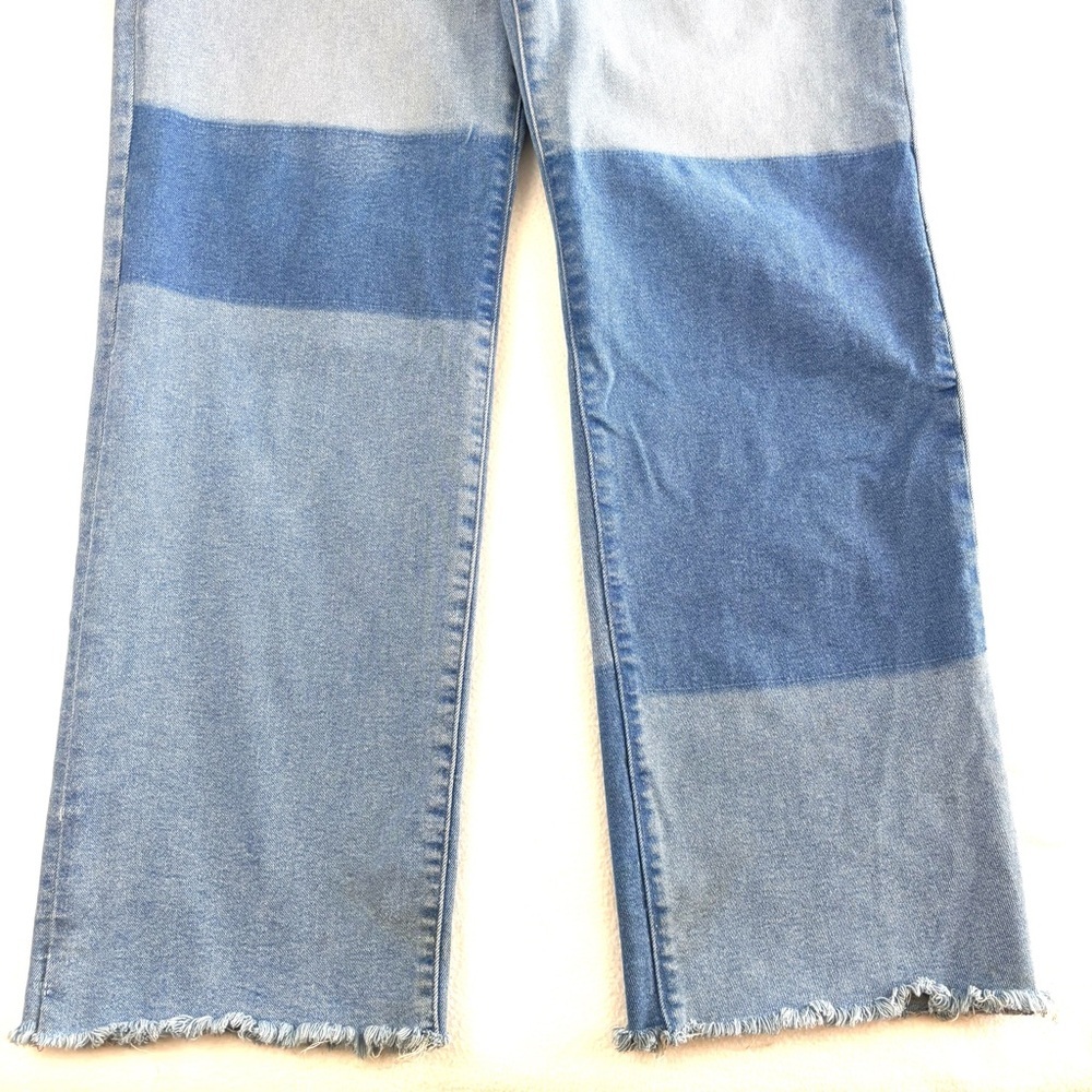 Forever 21 Light Blue Two-Tone 90’s Button Fly Straight Leg Mid Weight Jeans 14 - Picture 4 of 16